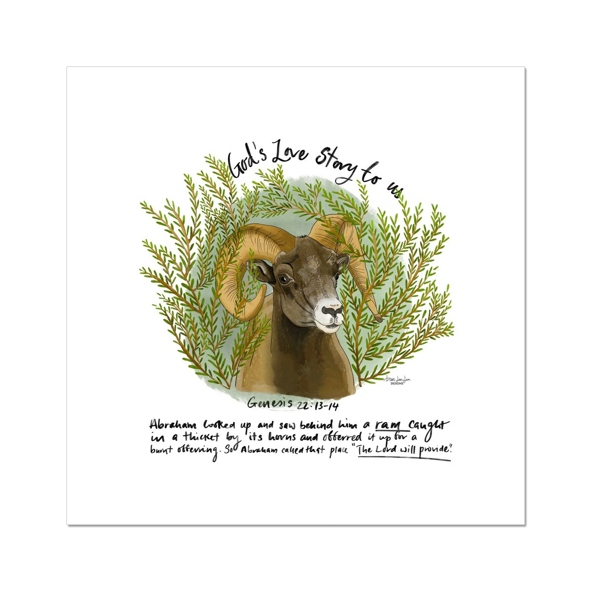 God's Love Story - Genesis 22:13-14 | Bible Verse Art | Christian Gifts ...