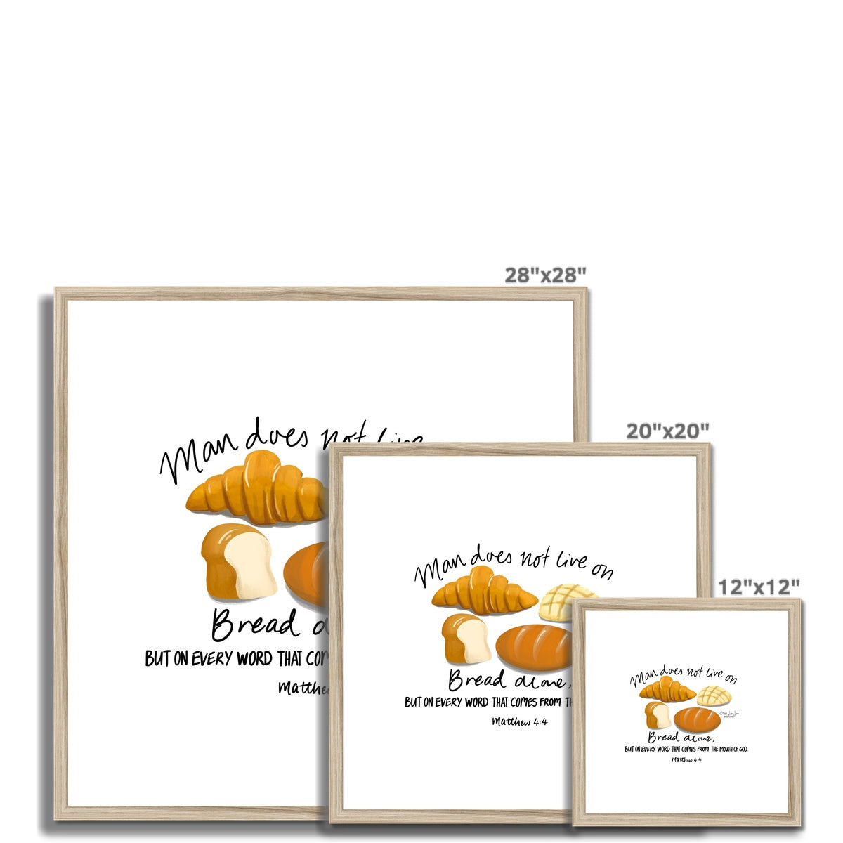 Man Does Not Live on Bread Alone - Matthew 4:4 | Framed Art Print