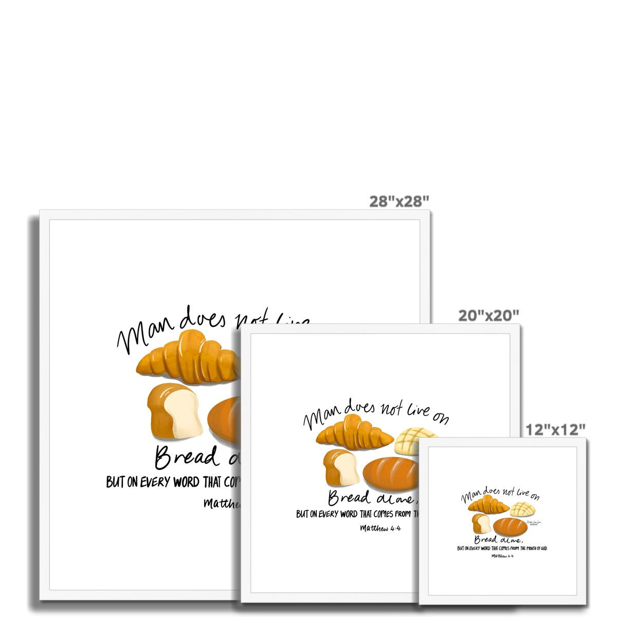 Man Does Not Live on Bread Alone - Matthew 4:4 | Framed Art Print