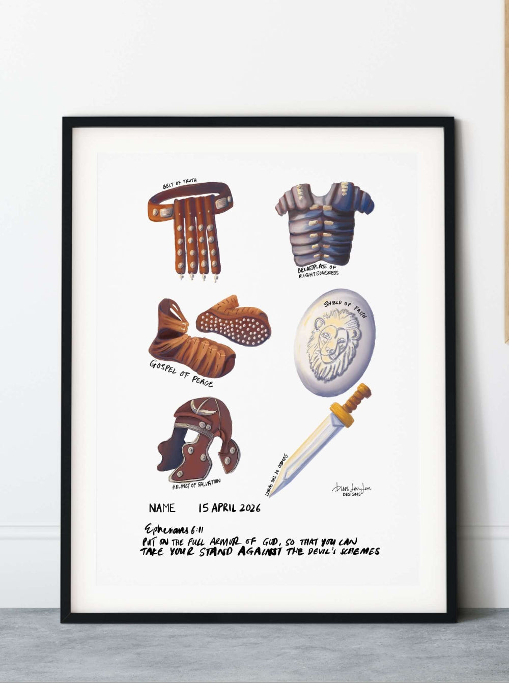 Personalised armor of god christian gift frame mockup 