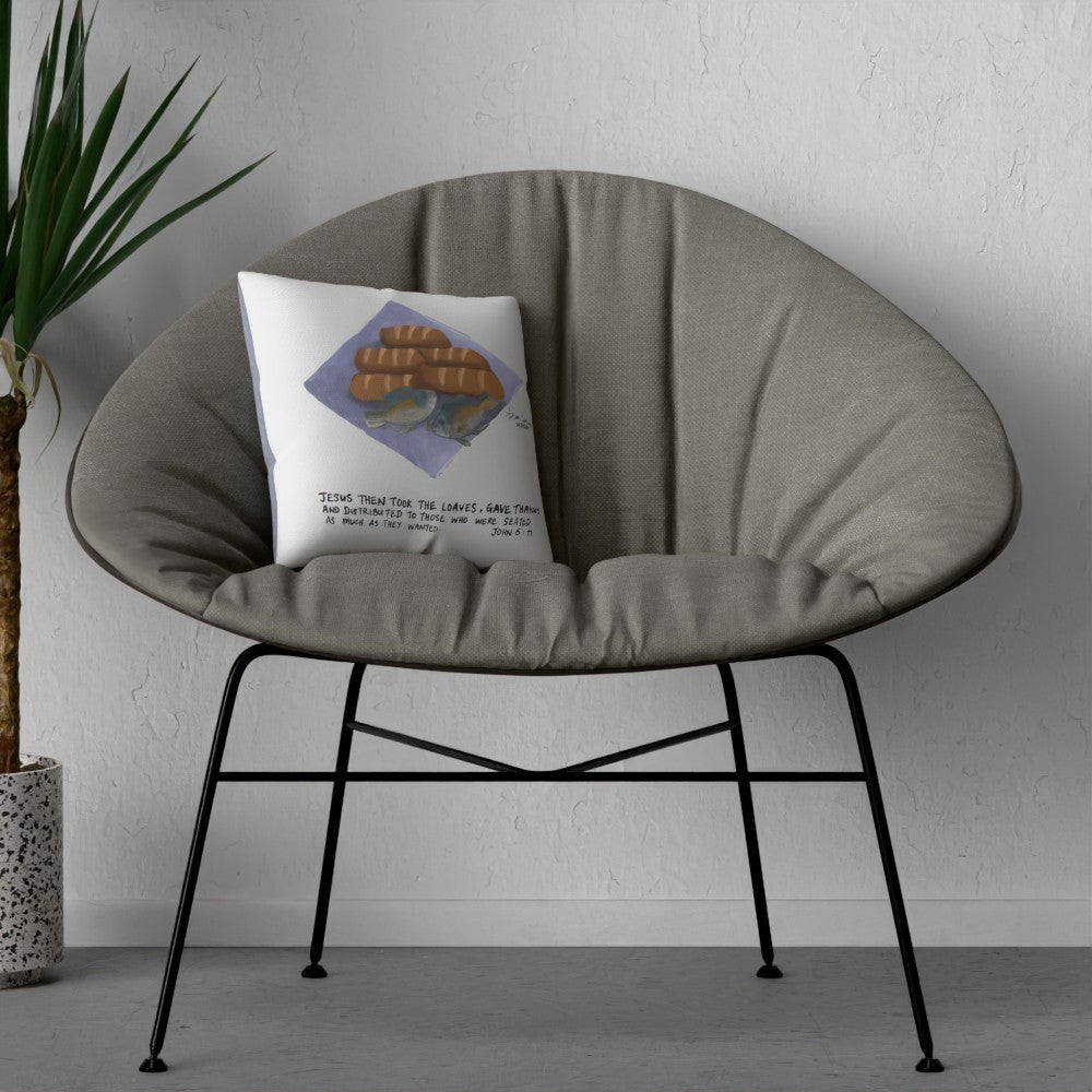 Five loaves two fishes Cushion