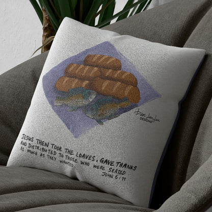 Five loaves two fishes Cushion