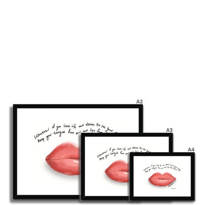 Lips - Psalm 34:12-13 | Framed Art Print