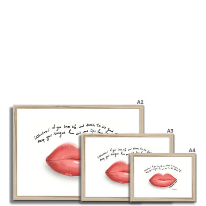 Lips - Psalm 34:12-13 | Framed Art Print