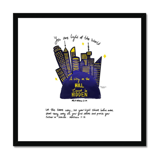 Light of the World (City on a Hill) - Matthew 5:16 | Framed Art Print