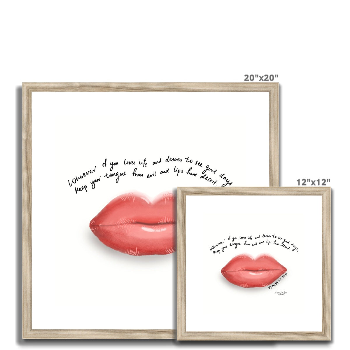 Lips - Psalm 34:12-13 | Framed Art Print