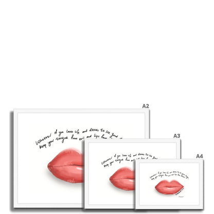 Lips - Psalm 34:12-13 | Framed Art Print