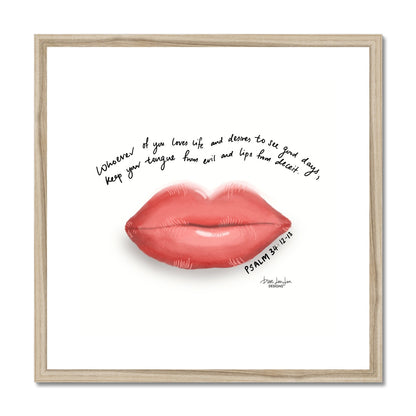 Lips - Psalm 34:12-13 | Framed Art Print